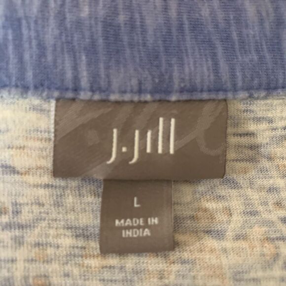 J Jill Large Blue Multicolor Paisley Print Button Up Tunic Top Stretch Blouse - Picture 6 of 8